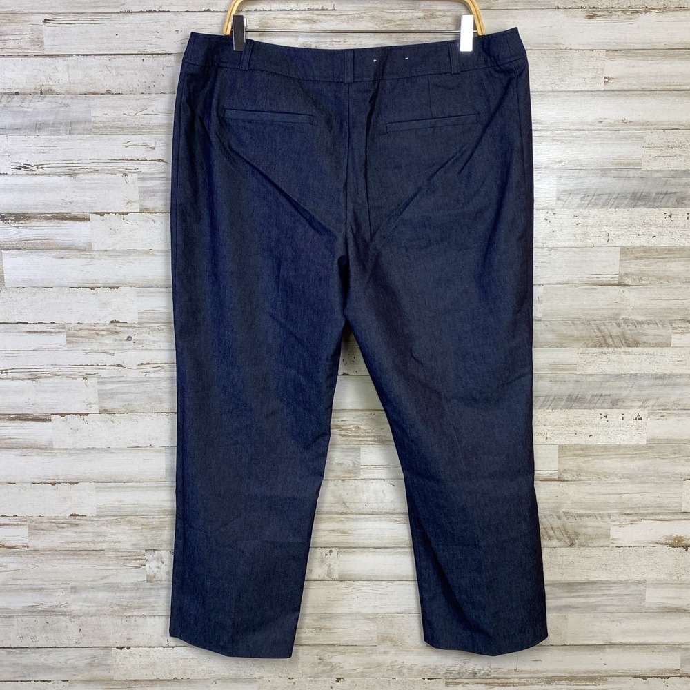 Merona Pants  Women 16 Navy Blue Chambray High Rise Ankle Fit Career Casual - Picture 2 of 9